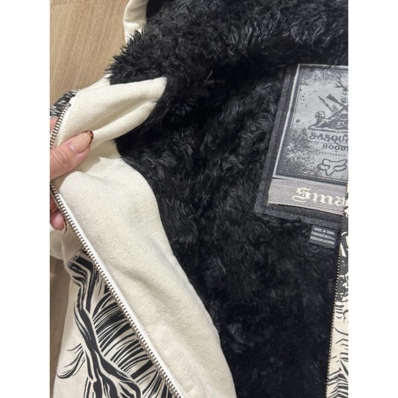 Y2K Fox Racing Sasquatch Full Zip Faux Fur Hoodie Size S - Picture 10 of 11